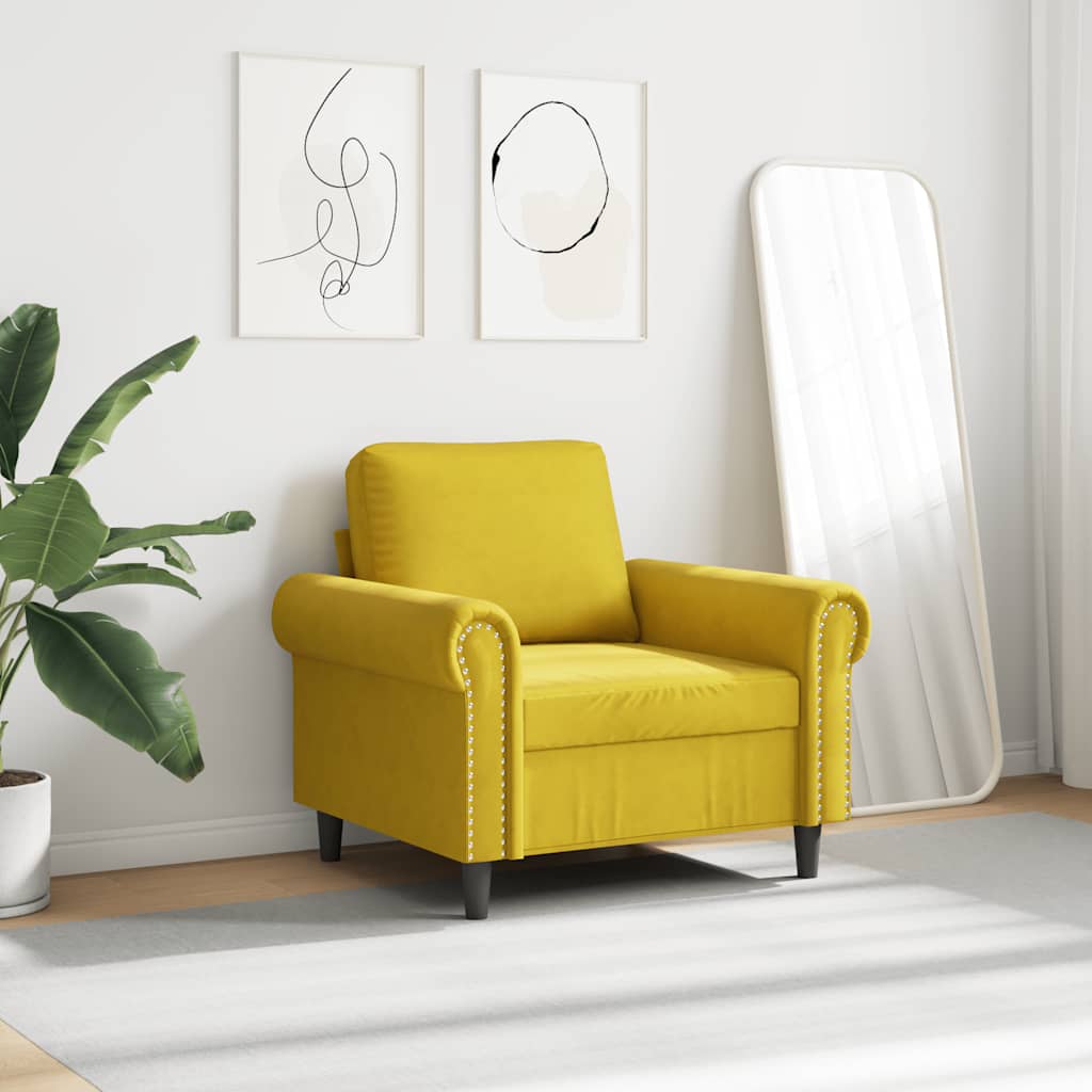 Fauteuil Jaune 60 cm Velours