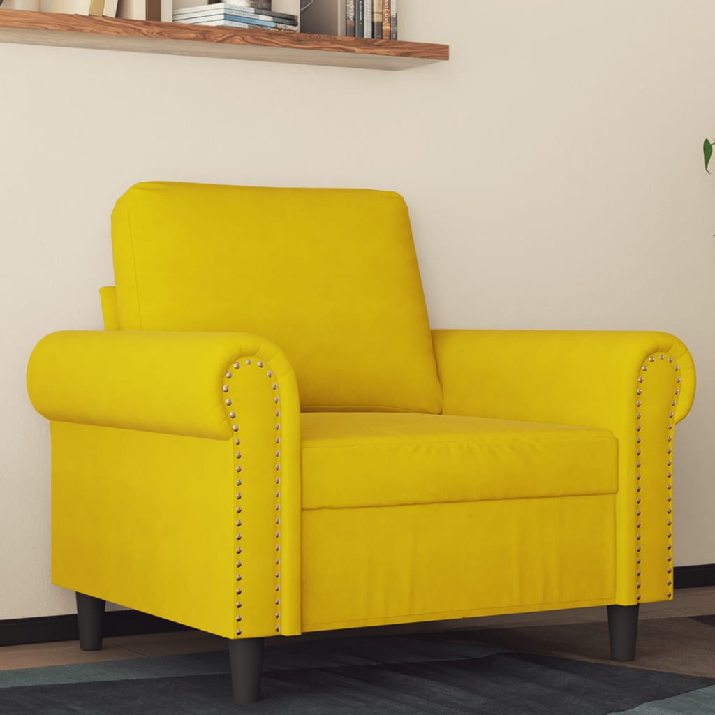 Fauteuil Jaune 60 cm Velours - XIOS