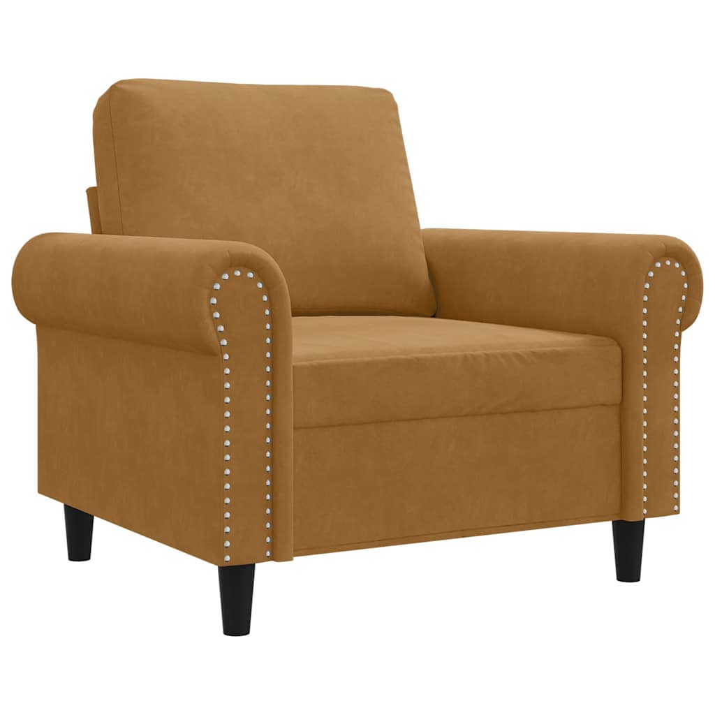 Fauteuil Marron 60 cm Velours