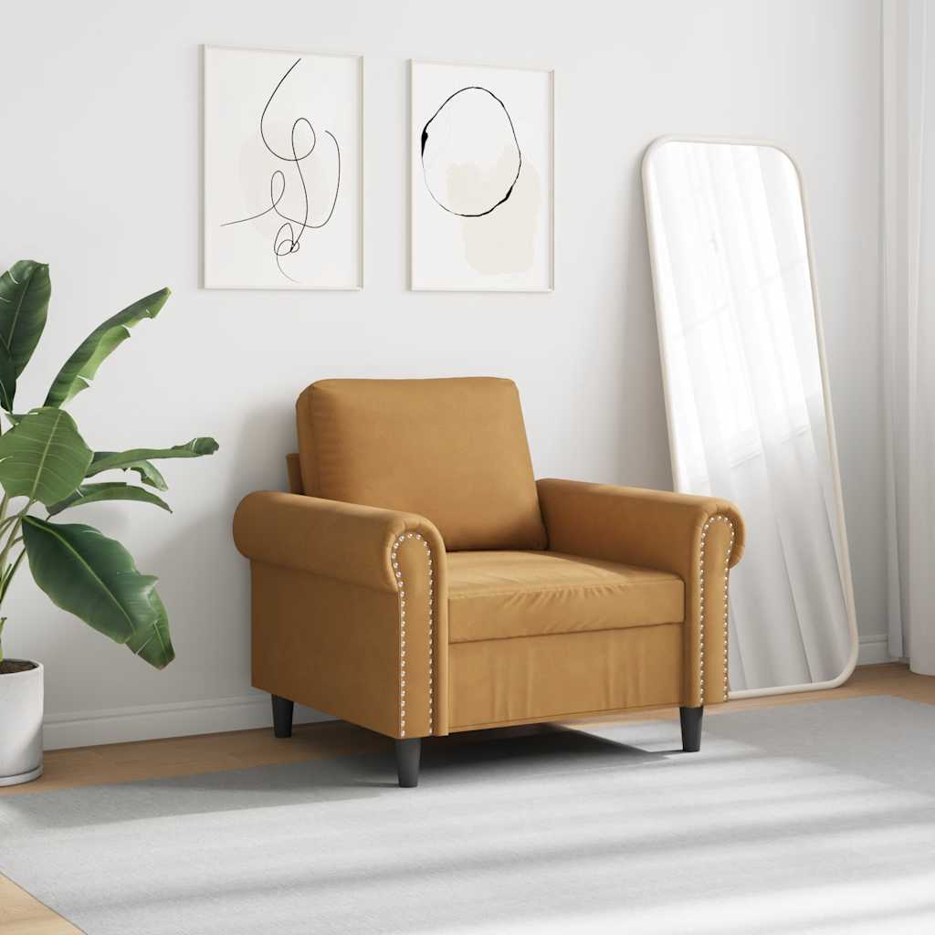 Fauteuil Marron 60 cm Velours