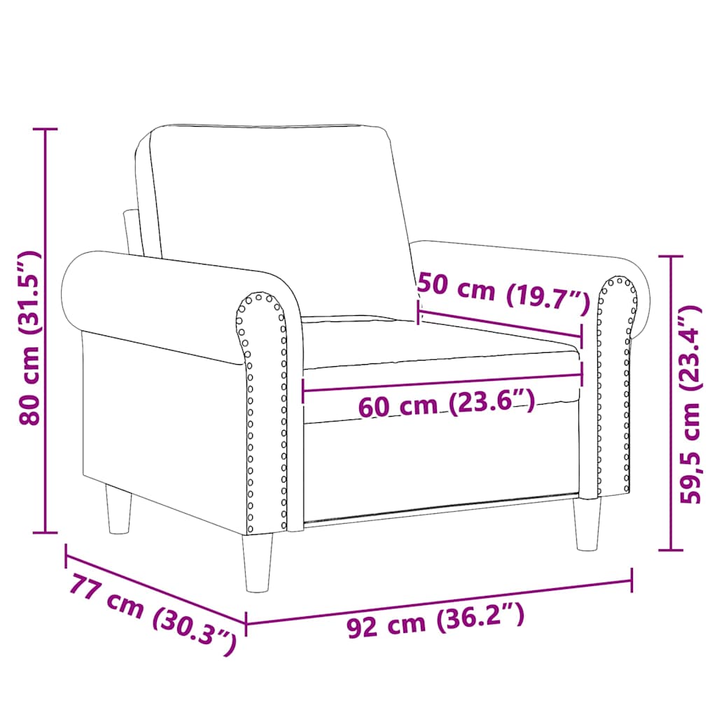 Fauteuil Marron 60 cm Velours