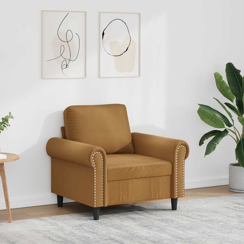 Fauteuil Marron 60 cm Velours