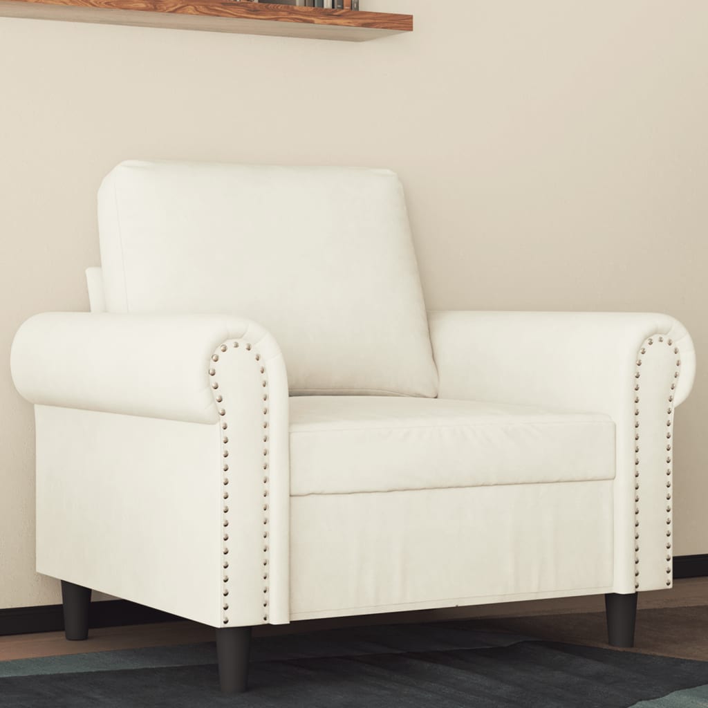 Fauteuil Crème 60 cm Velours - XIOS