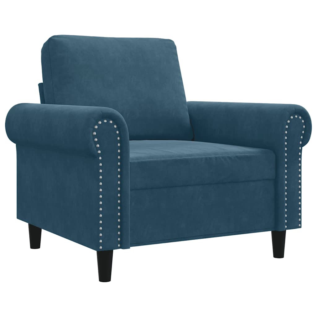 Fauteuil Bleu 60 cm Velours