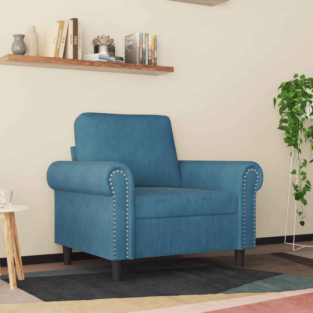 Fauteuil Bleu 60 cm Velours - XIOS