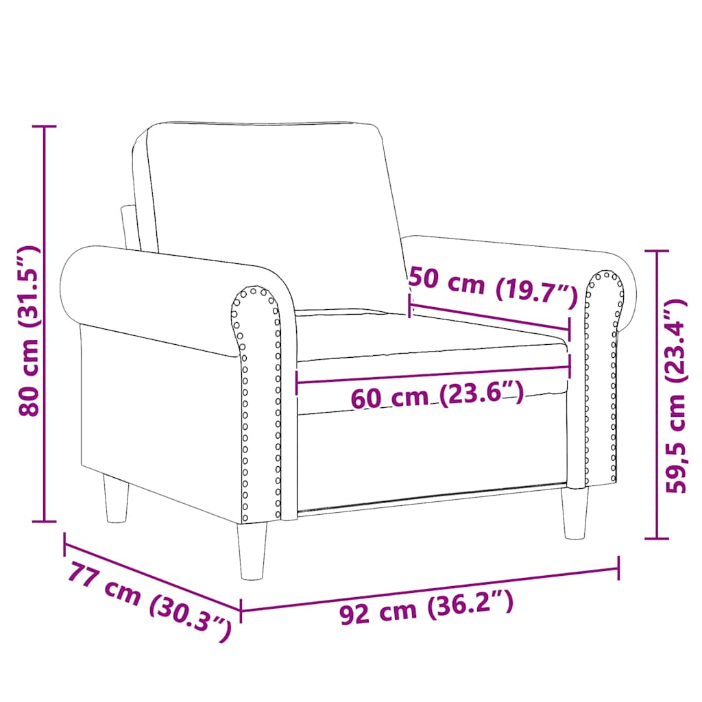 Fauteuil Bleu 60 cm Velours