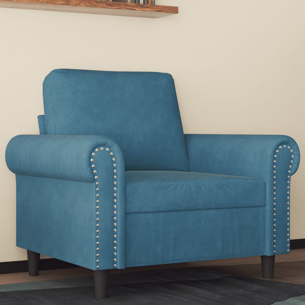 Fauteuil Bleu 60 cm Velours - XIOS