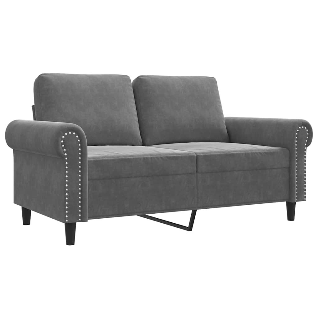 Canapé à 2 places Gris foncé 120 cm Velours - XIOS