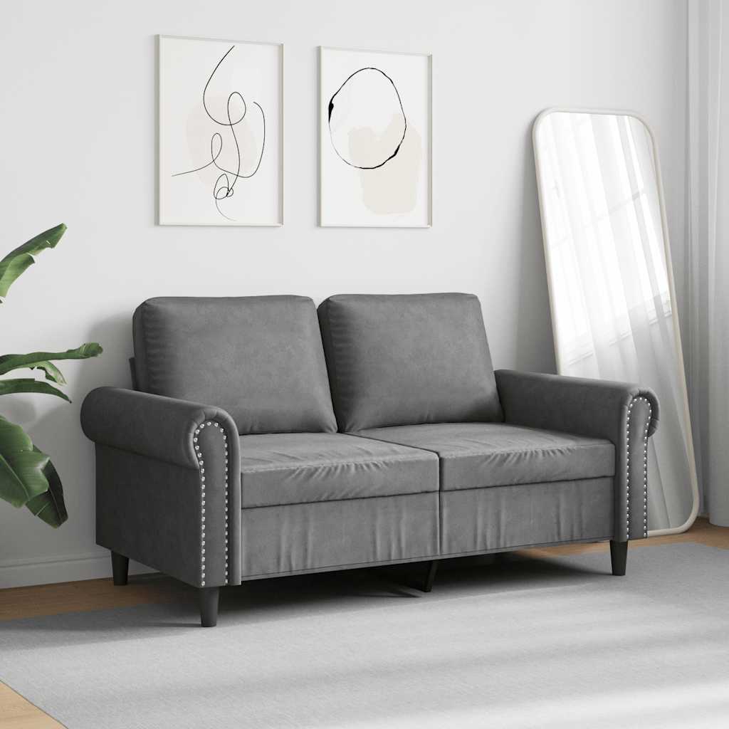 Canapé à 2 places Gris foncé 120 cm Velours - XIOS