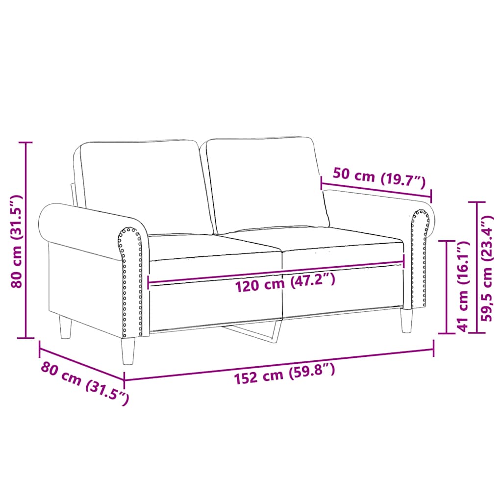 Canapé à 2 places Gris foncé 120 cm Velours - XIOS