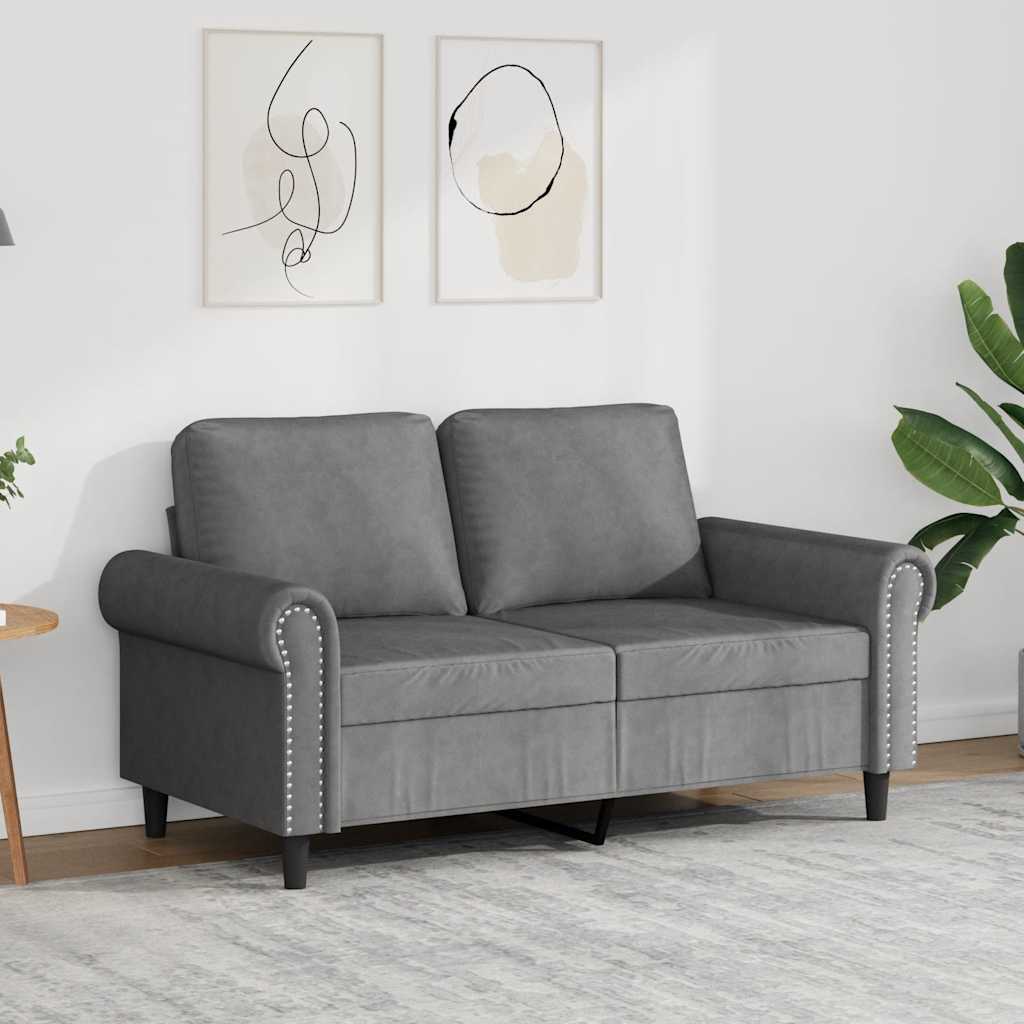 Canapé à 2 places Gris foncé 120 cm Velours - XIOS