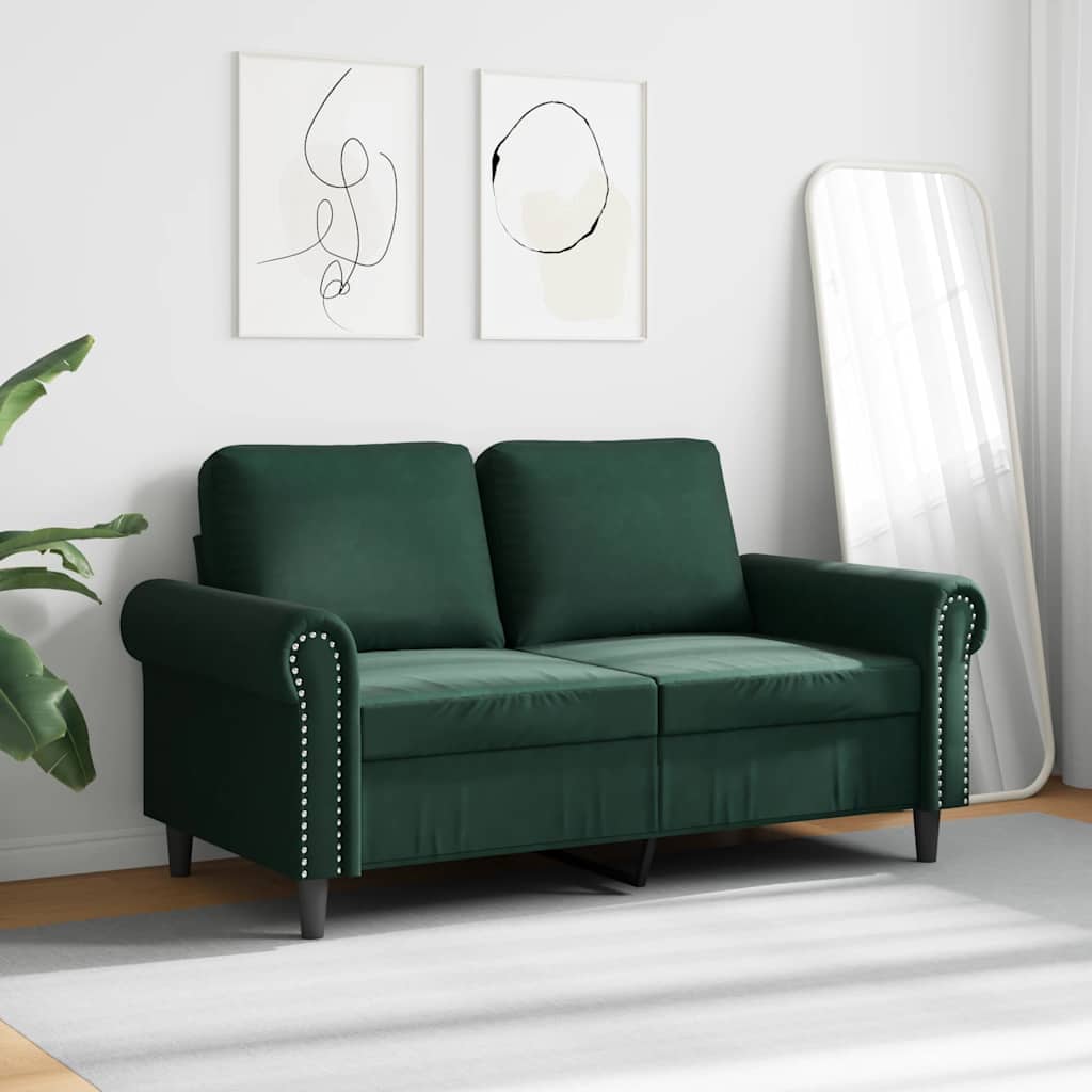 Canapé à 2 places Vert foncé 120 cm Velours - XIOS
