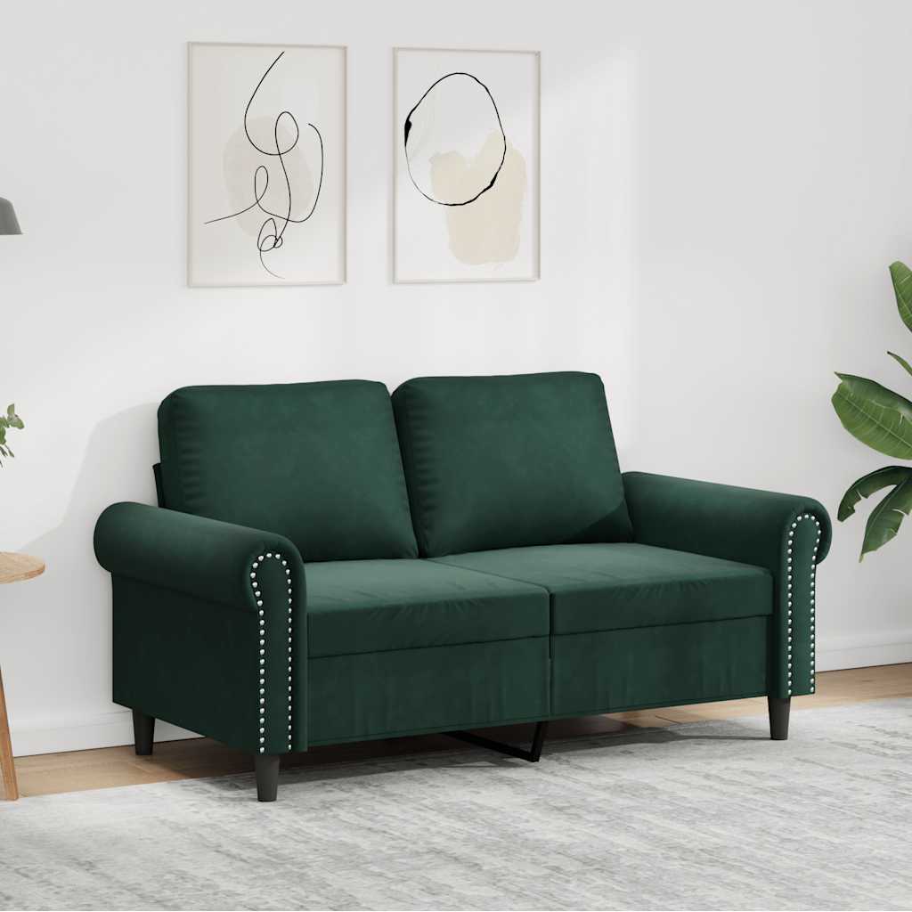 Canapé à 2 places Vert foncé 120 cm Velours - XIOS