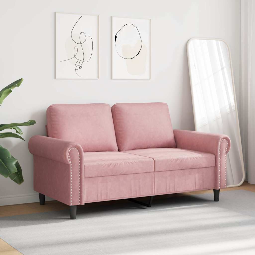 Canapé à 2 places Rose 120 cm Velours - XIOS
