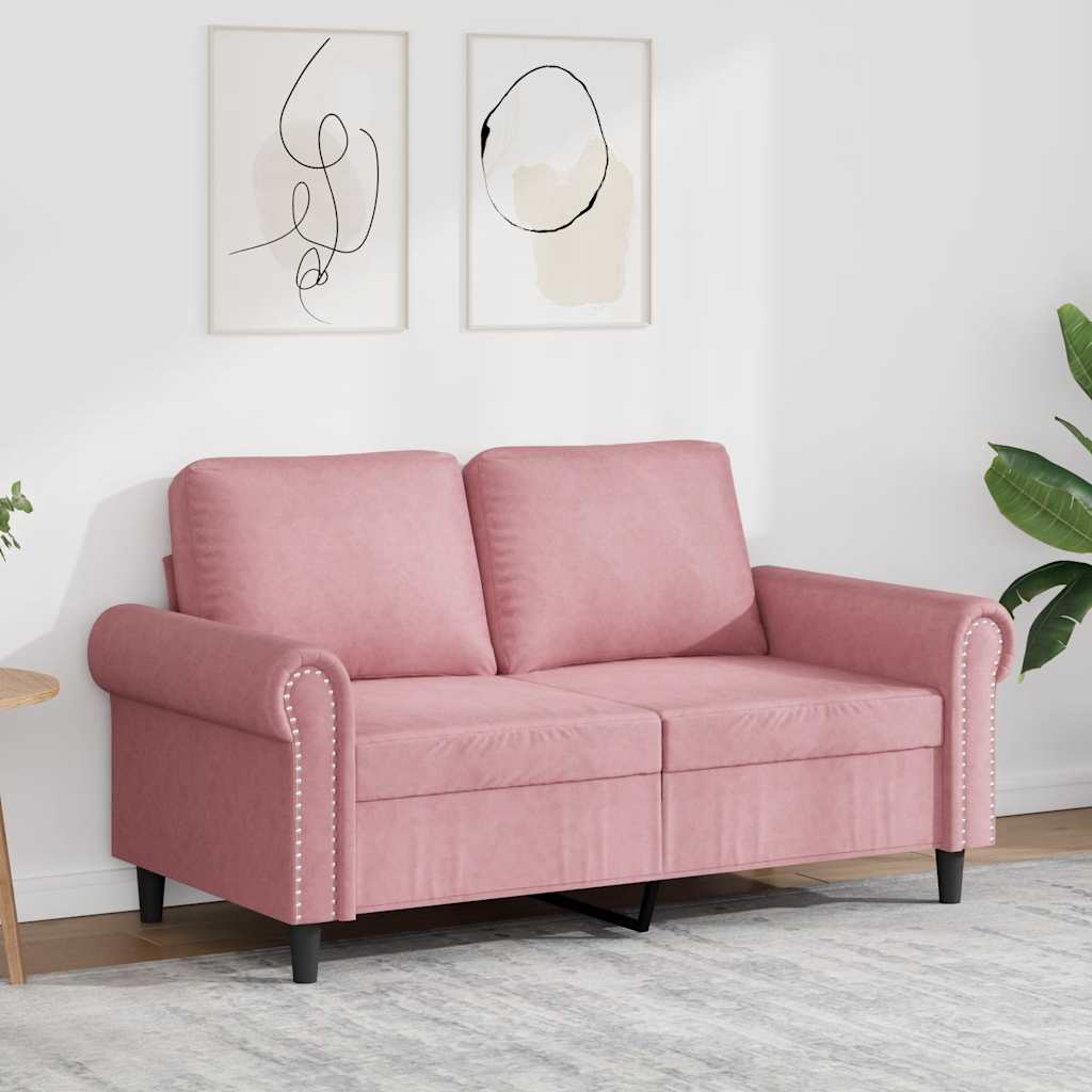Canapé à 2 places Rose 120 cm Velours - XIOS