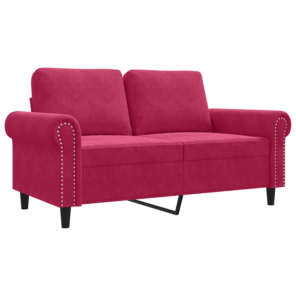 Canapé à 2 places Rouge bordeaux 120 cm Velours - XIOS