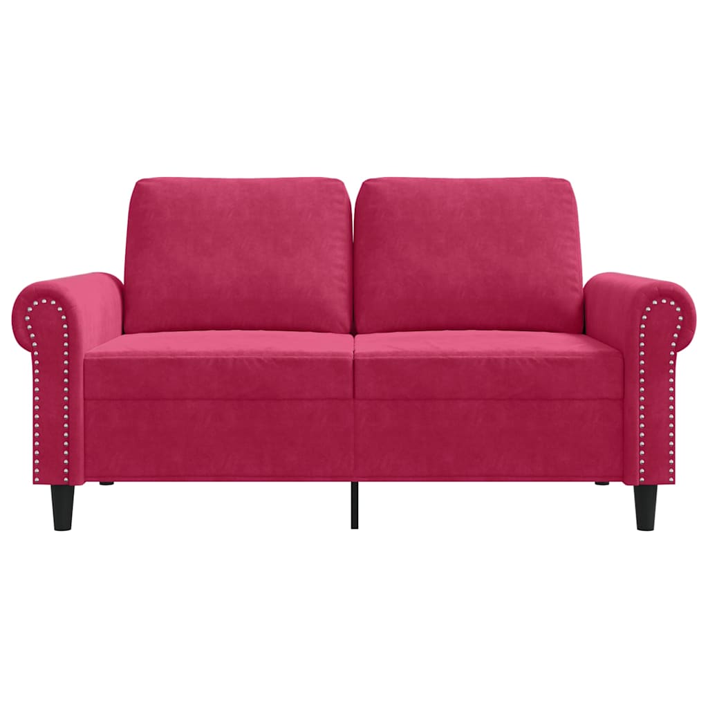 Canapé à 2 places Rouge bordeaux 120 cm Velours - XIOS