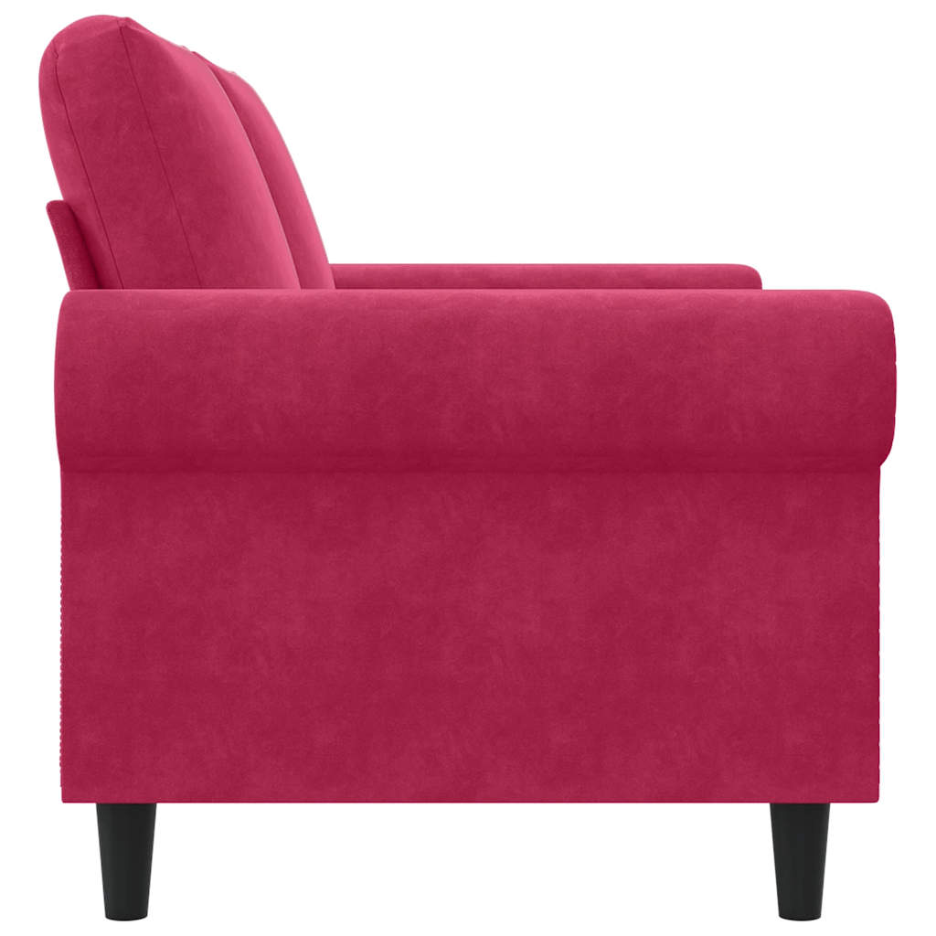 Canapé à 2 places Rouge bordeaux 120 cm Velours - XIOS