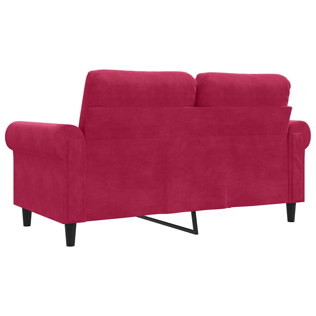 Canapé à 2 places Rouge bordeaux 120 cm Velours - XIOS