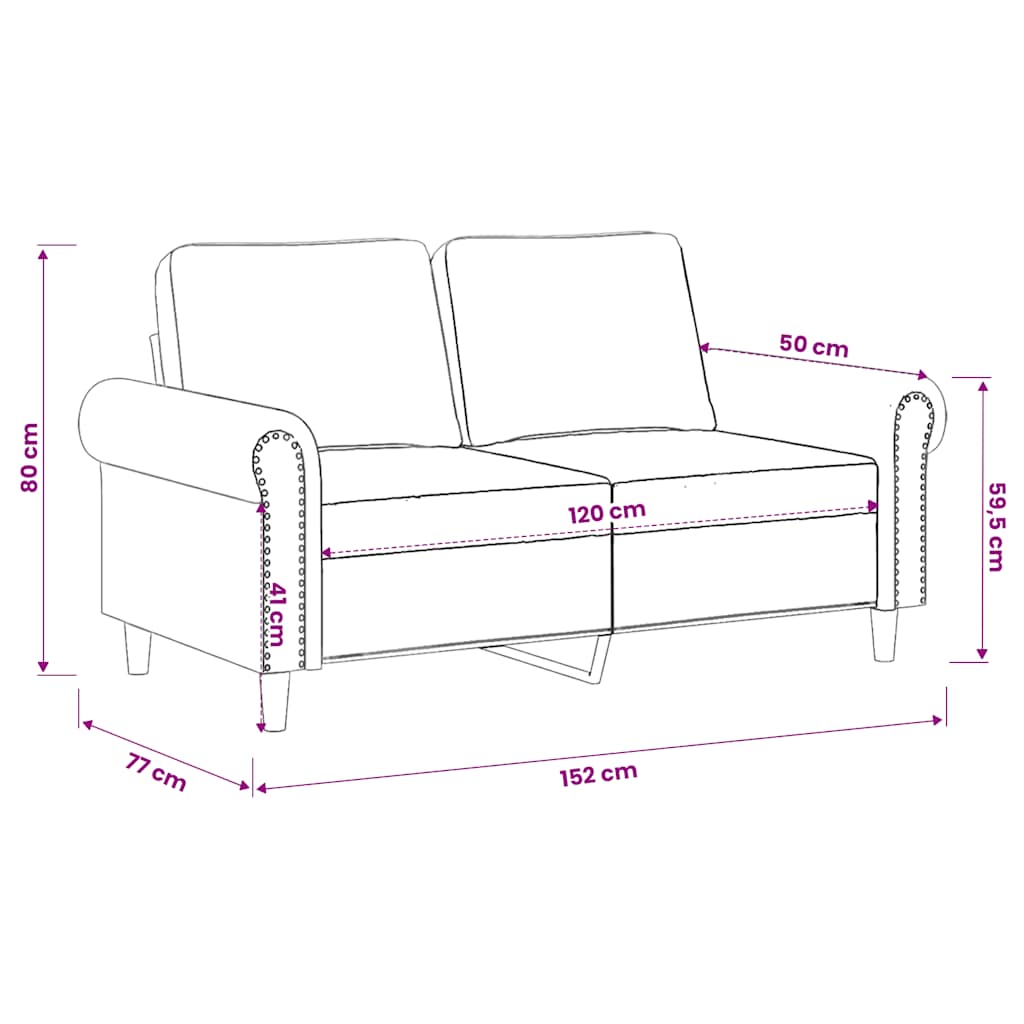 Canapé à 2 places Rouge bordeaux 120 cm Velours - XIOS