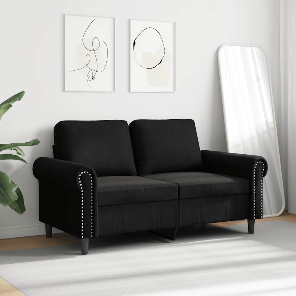 Canapé à 2 places Noir 120 cm Velours - XIOS