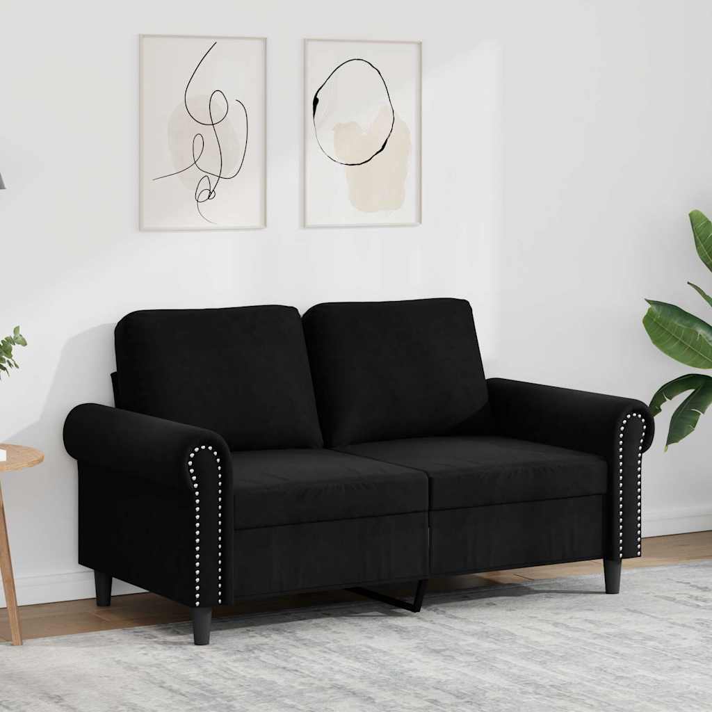 Canapé à 2 places Noir 120 cm Velours - XIOS