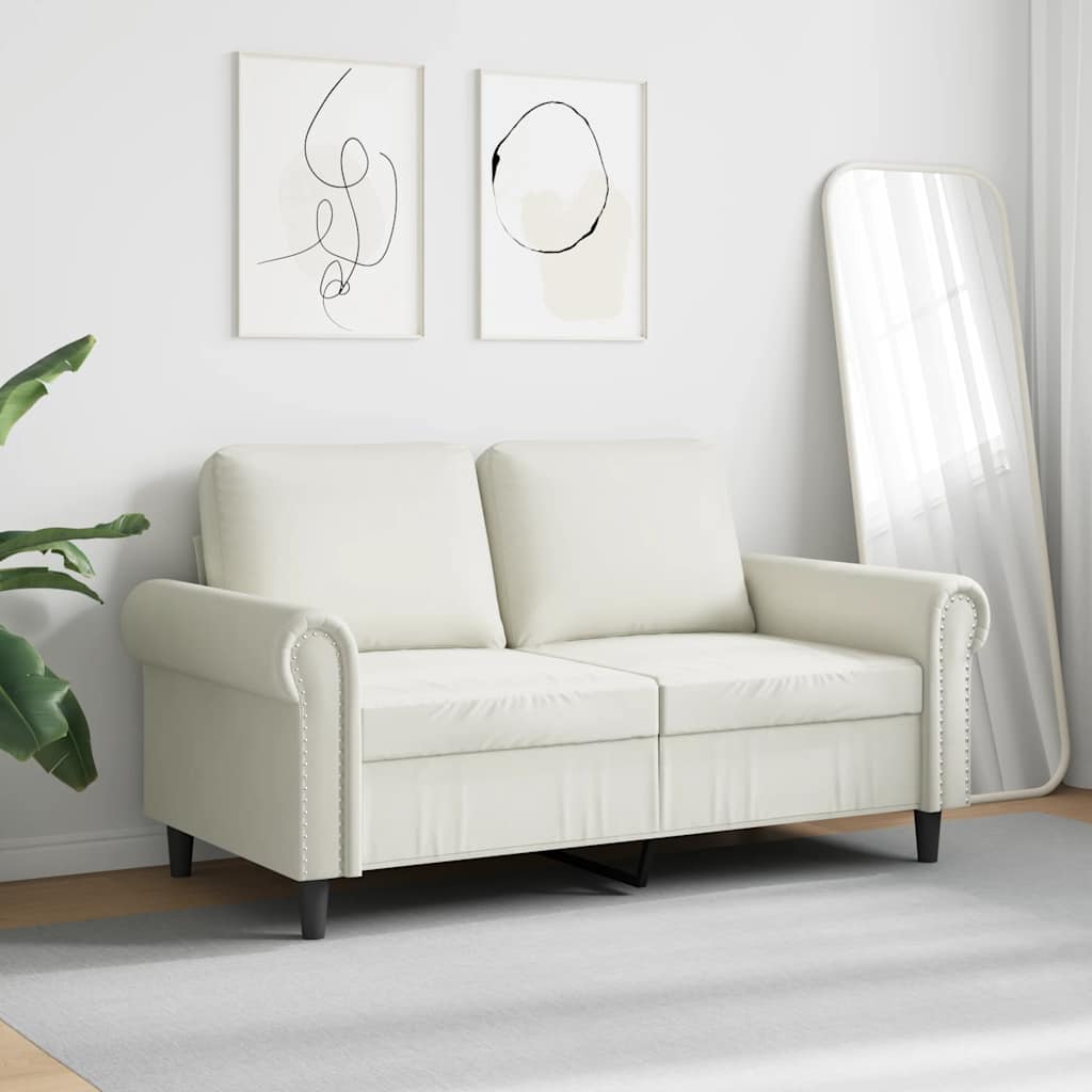 Canapé à 2 places Crème 120 cm Velours - XIOS