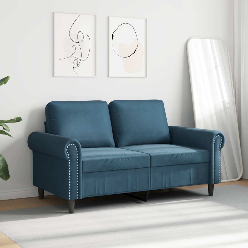 Canapé à 2 places Bleu 120 cm Velours - XIOS