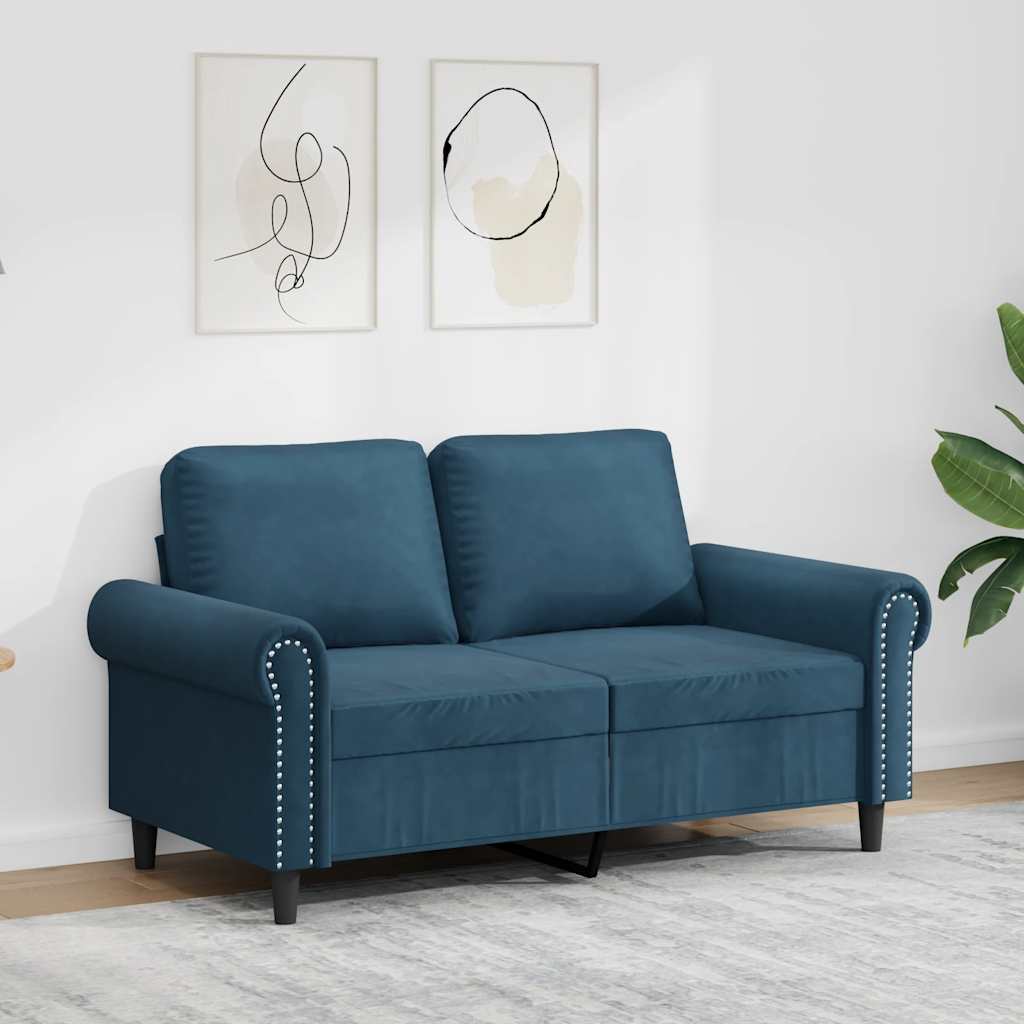 Canapé à 2 places Bleu 120 cm Velours - XIOS