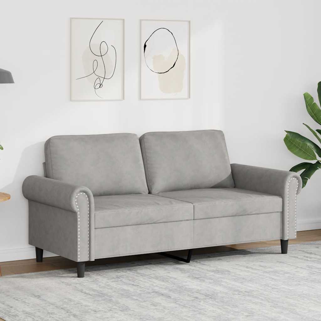 Canapé à 2 places Gris clair 140 cm Velours