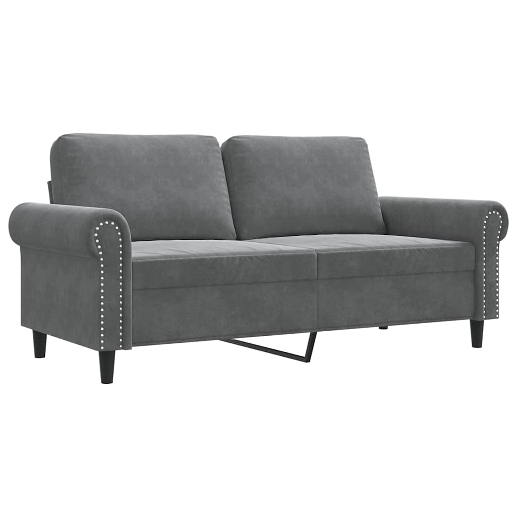 Canapé à 2 places Gris foncé 140 cm Velours - XIOS