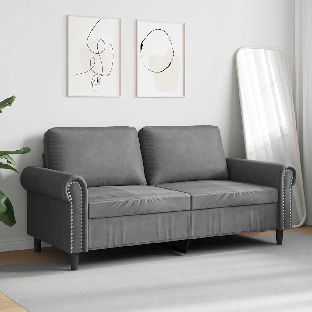 Canapé à 2 places Gris foncé 140 cm Velours - XIOS