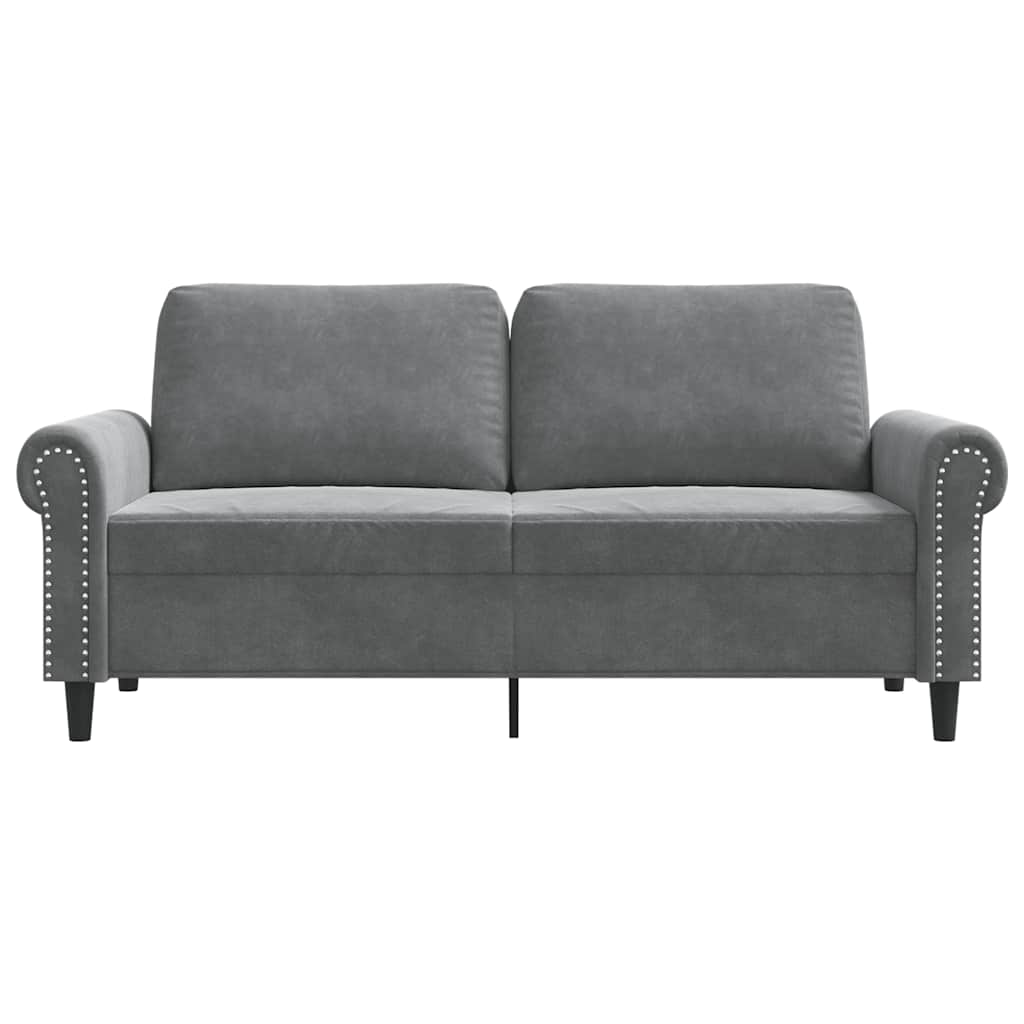 Canapé à 2 places Gris foncé 140 cm Velours - XIOS