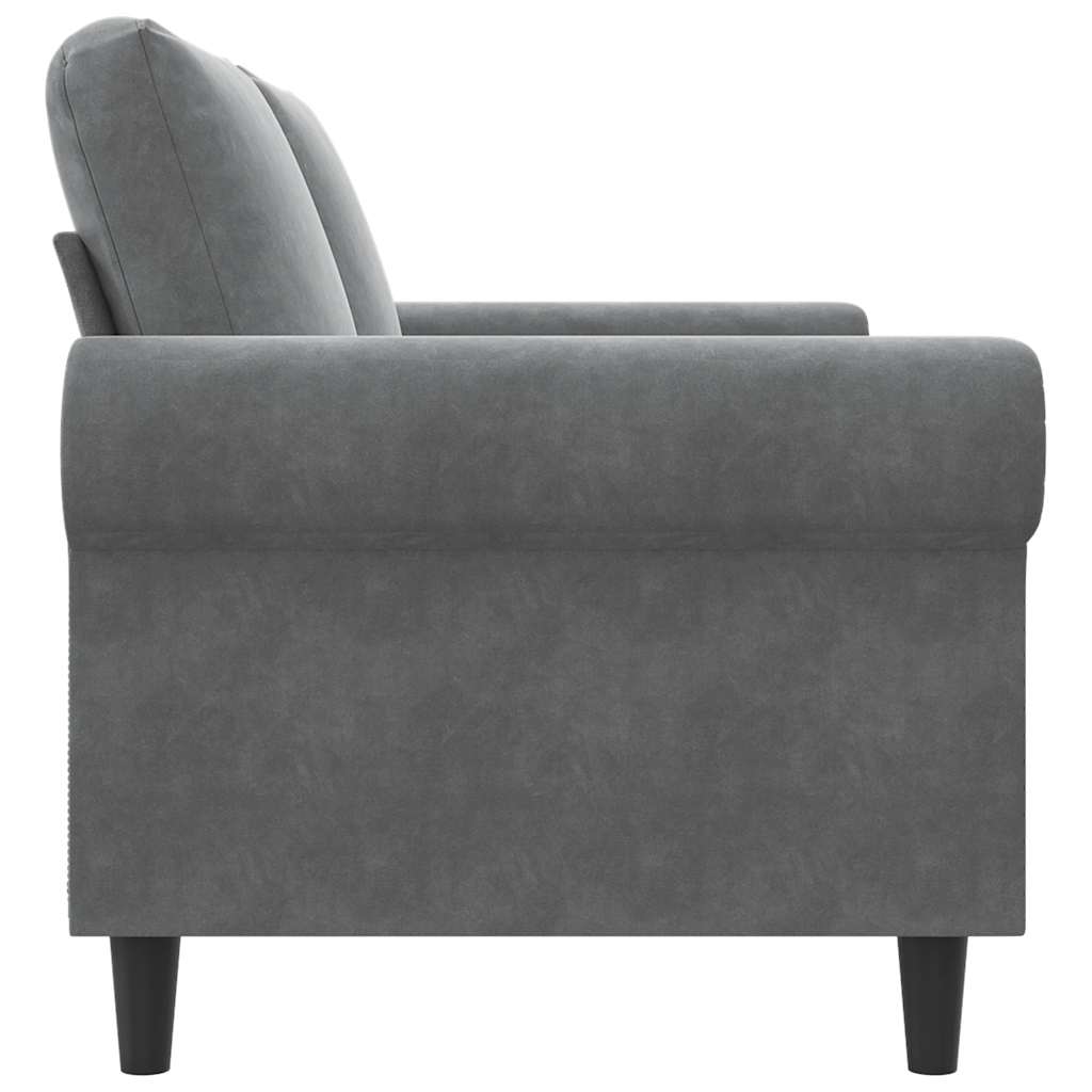 Canapé à 2 places Gris foncé 140 cm Velours - XIOS