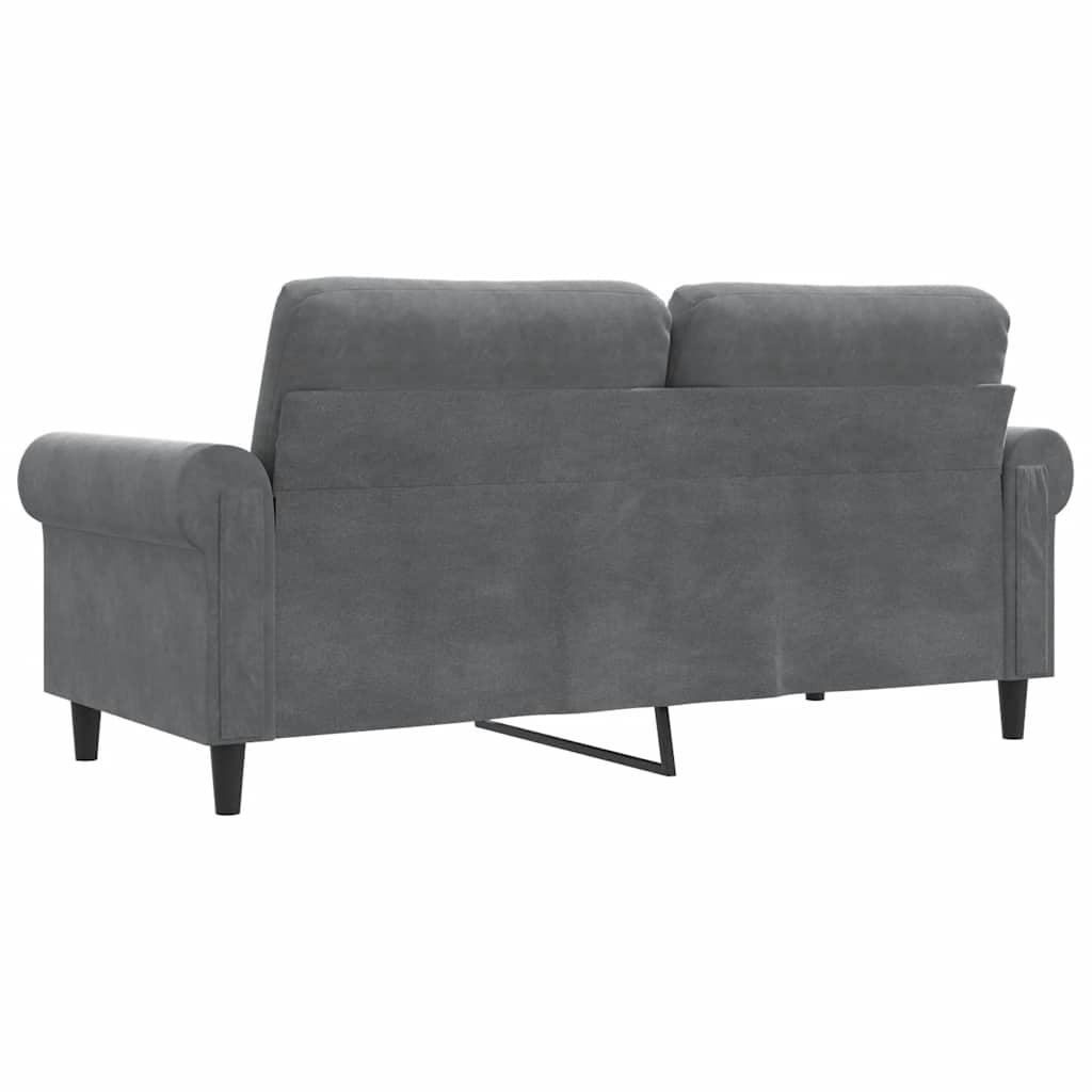 Canapé à 2 places Gris foncé 140 cm Velours - XIOS