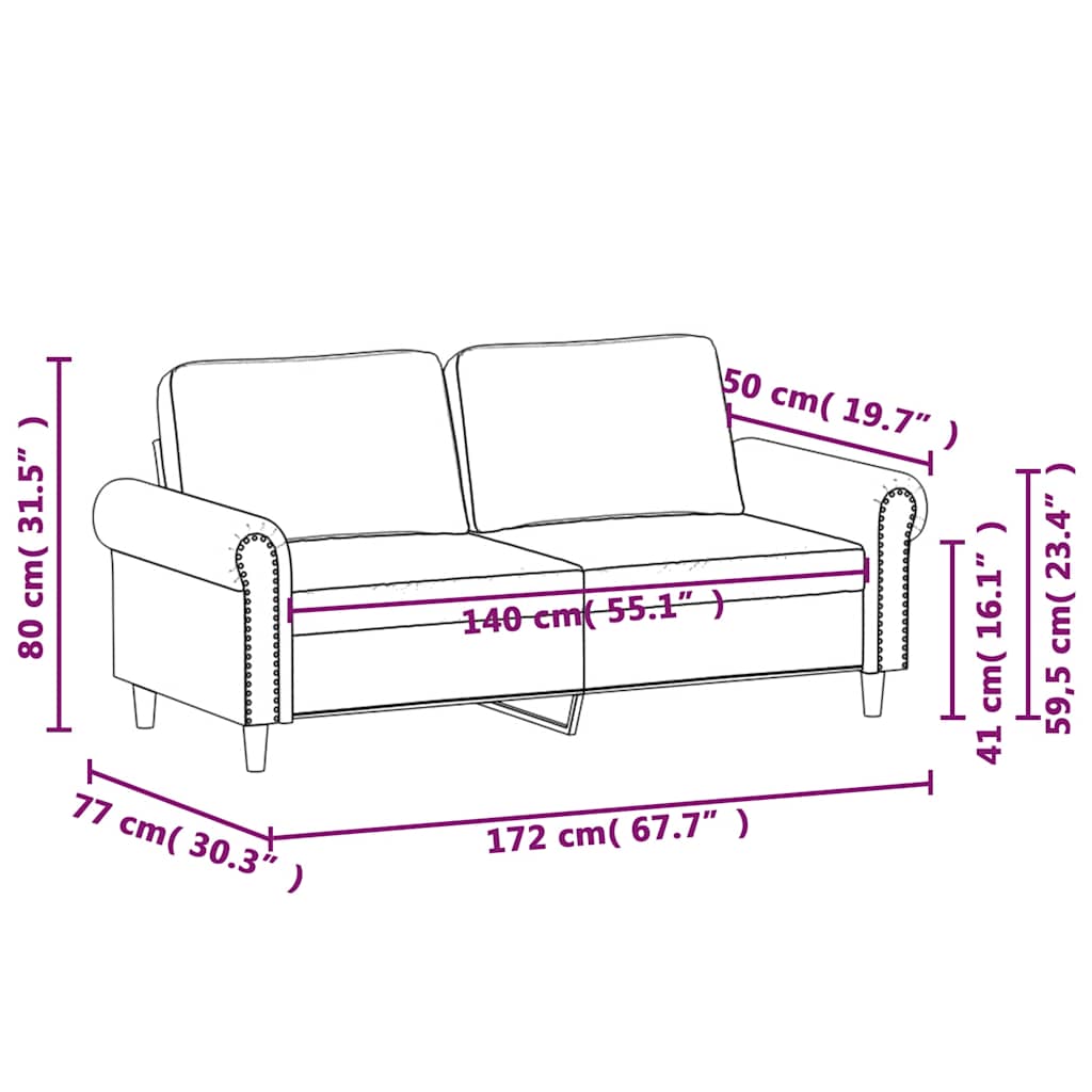 Canapé à 2 places Gris foncé 140 cm Velours - XIOS