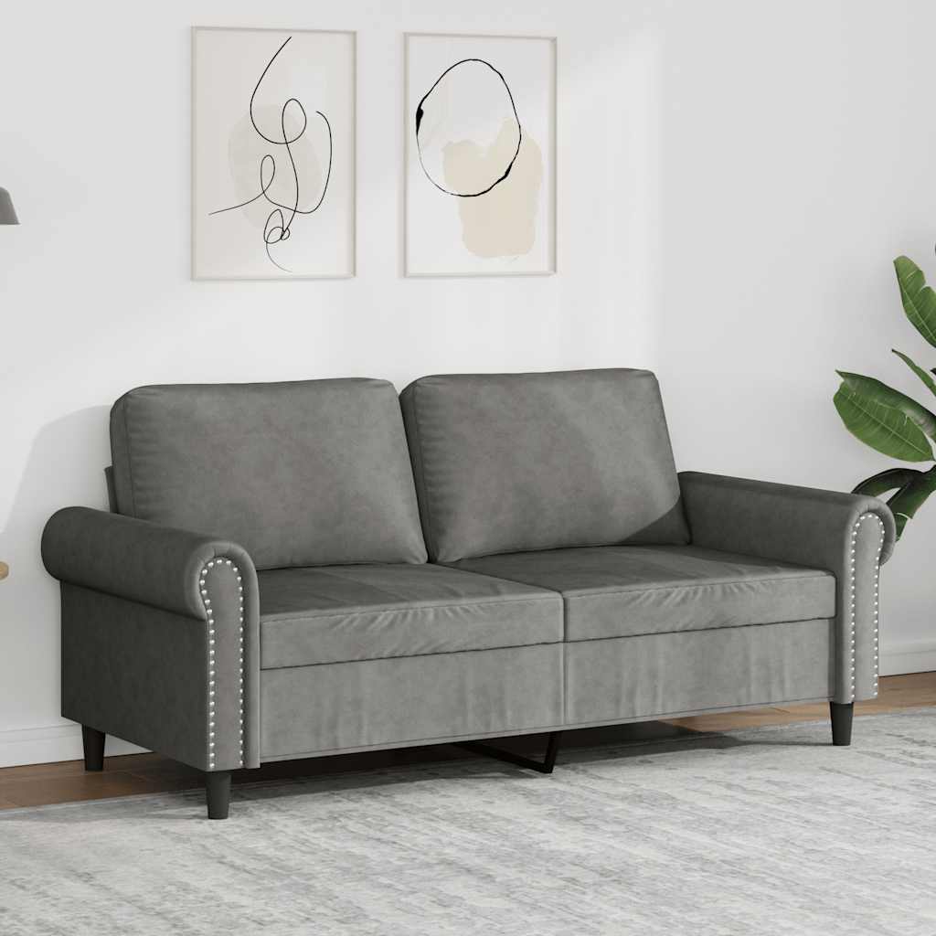 Canapé à 2 places Gris foncé 140 cm Velours - XIOS