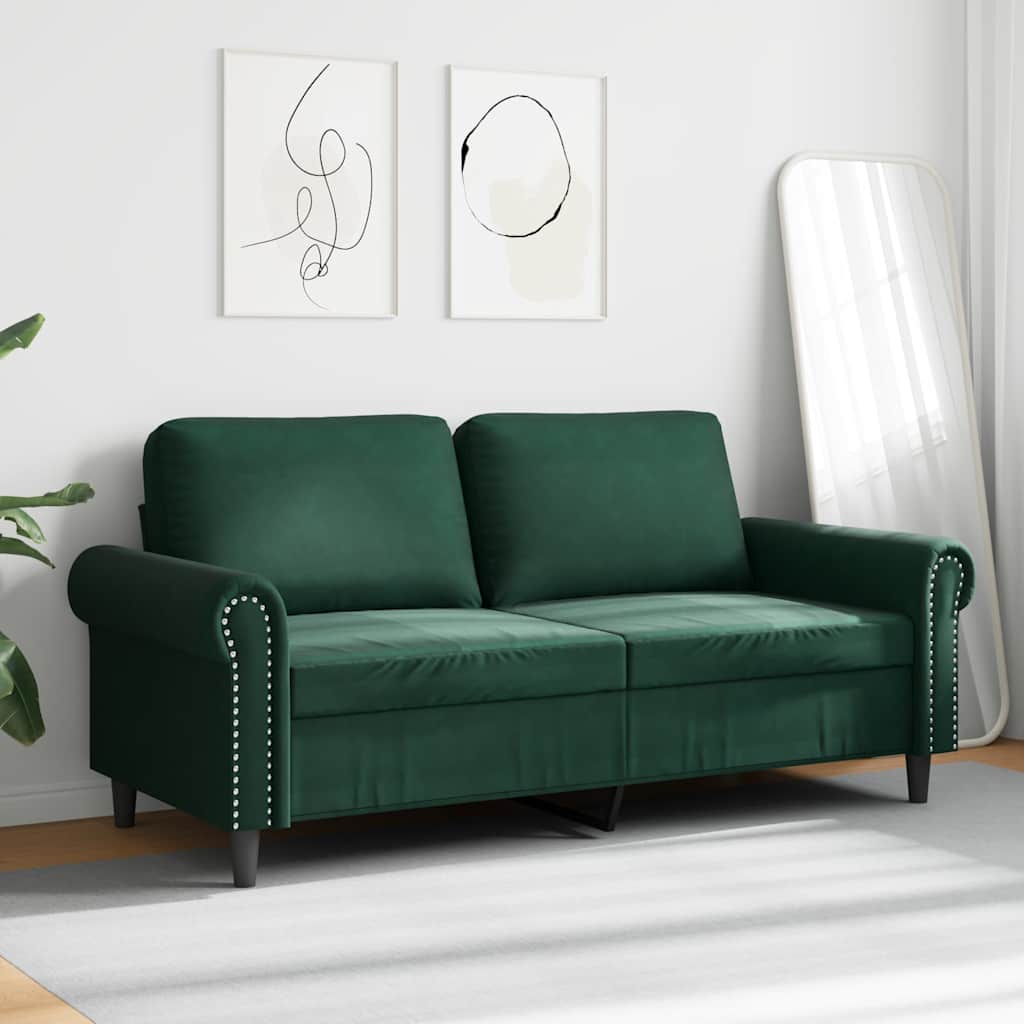 Canapé à 2 places Vert foncé 140 cm Velours - XIOS