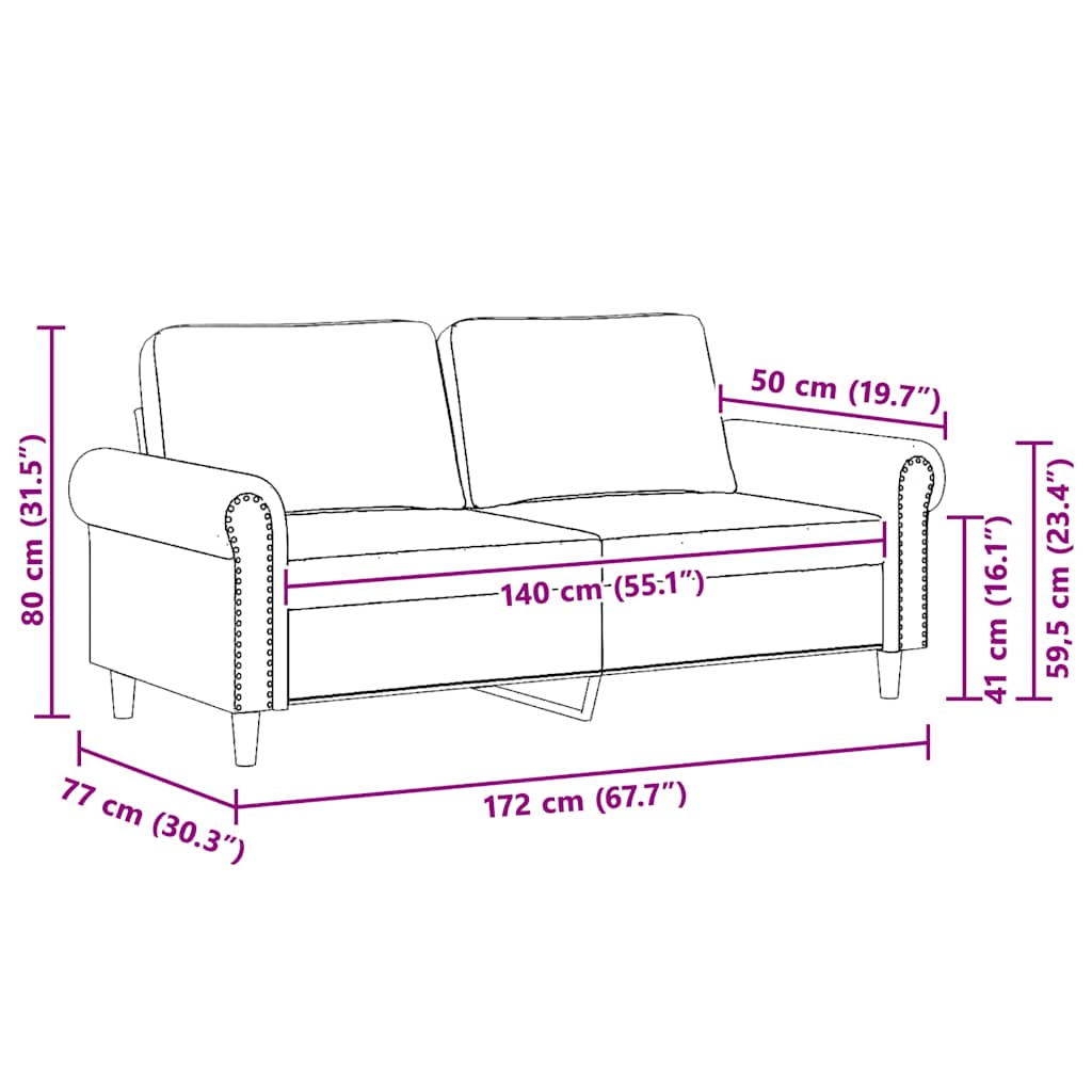 Canapé à 2 places Vert foncé 140 cm Velours - XIOS