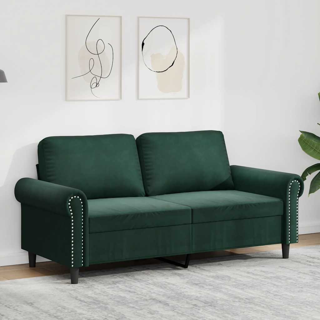 Canapé à 2 places Vert foncé 140 cm Velours - XIOS