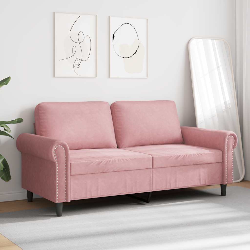 Canapé à 2 places Rose 140 cm Velours - XIOS
