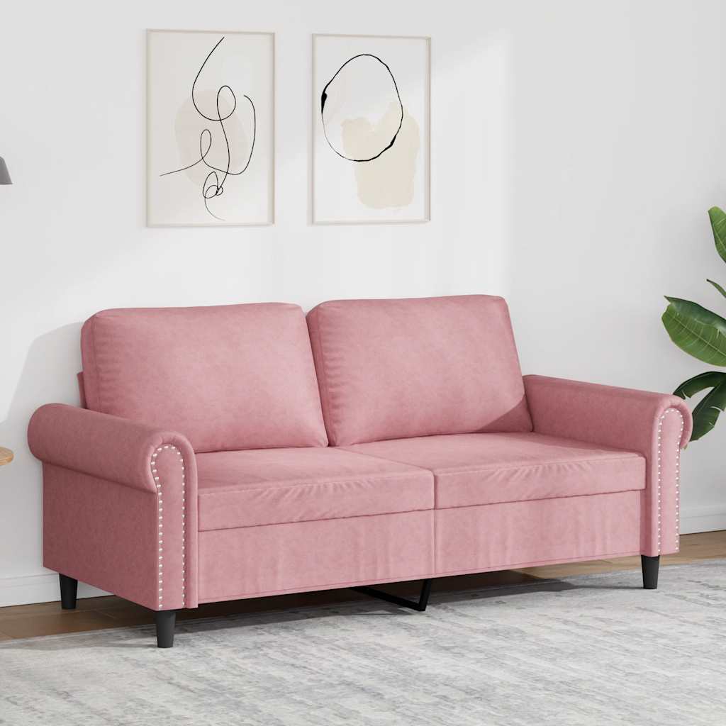 Canapé à 2 places Rose 140 cm Velours - XIOS