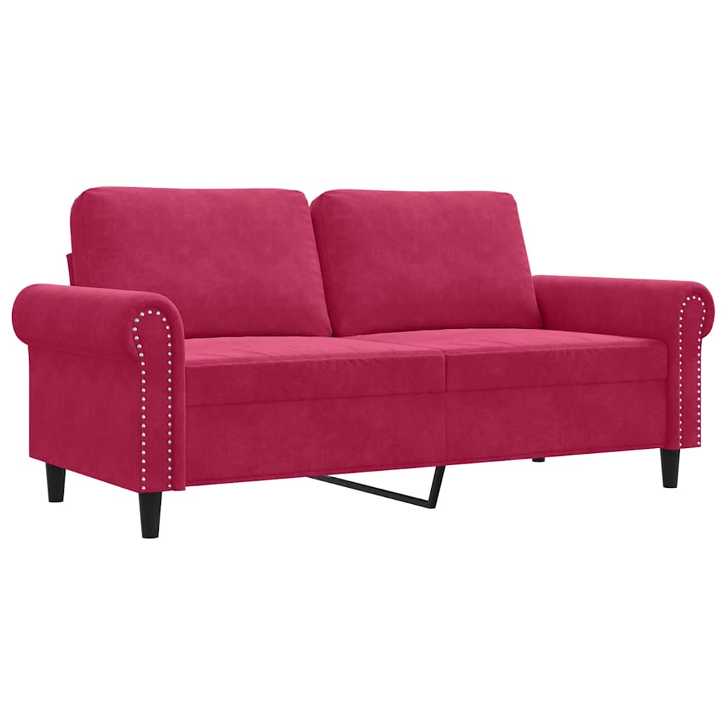 Canapé à 2 places Rouge bordeaux 140 cm Velours - XIOS