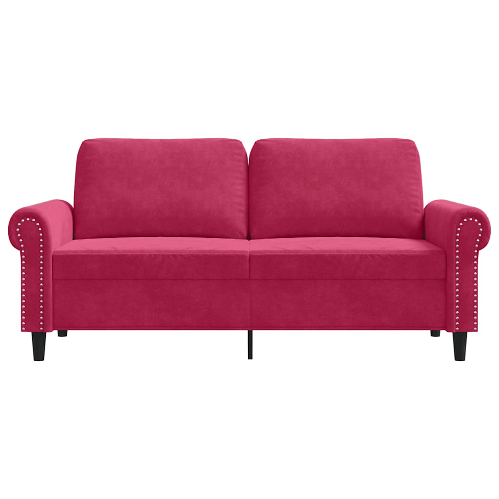 Canapé à 2 places Rouge bordeaux 140 cm Velours - XIOS