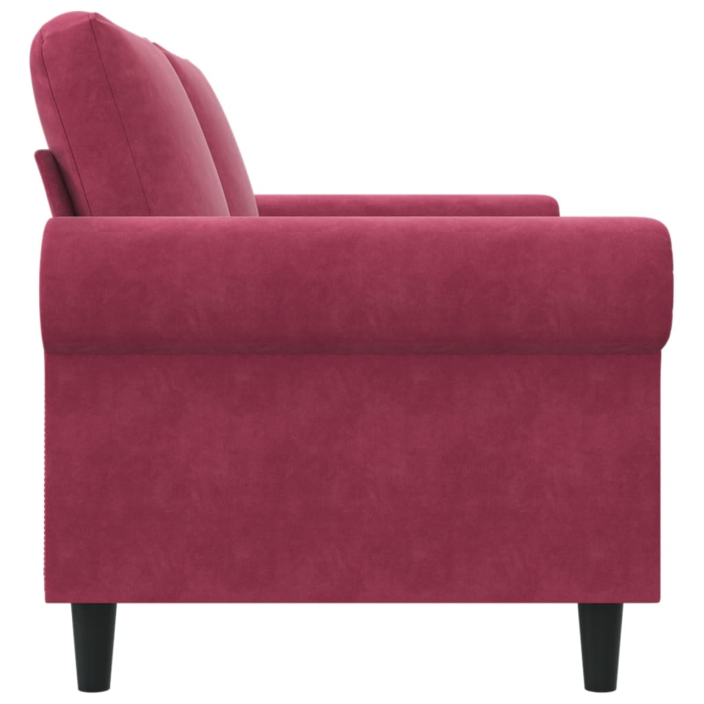 Canapé à 2 places Rouge bordeaux 140 cm Velours - XIOS