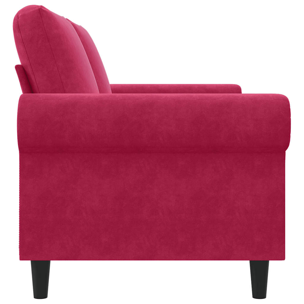 Canapé à 2 places Rouge bordeaux 140 cm Velours - XIOS