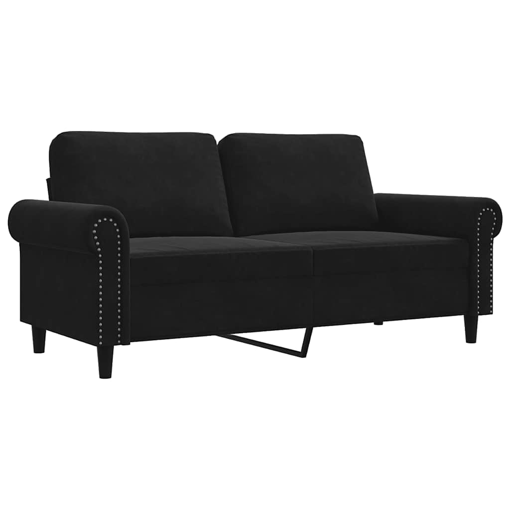 Canapé à 2 places Noir 140 cm Velours - XIOS