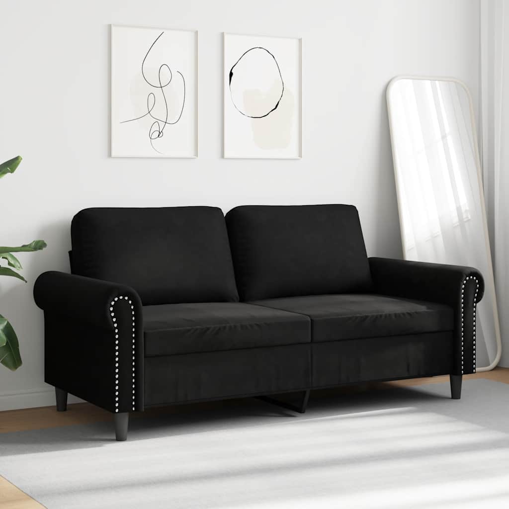 Canapé à 2 places Noir 140 cm Velours - XIOS
