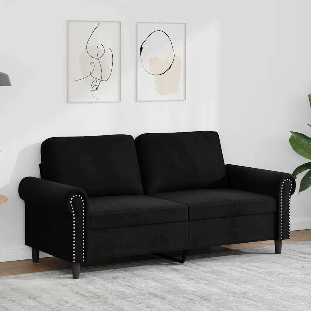 Canapé à 2 places Noir 140 cm Velours - XIOS