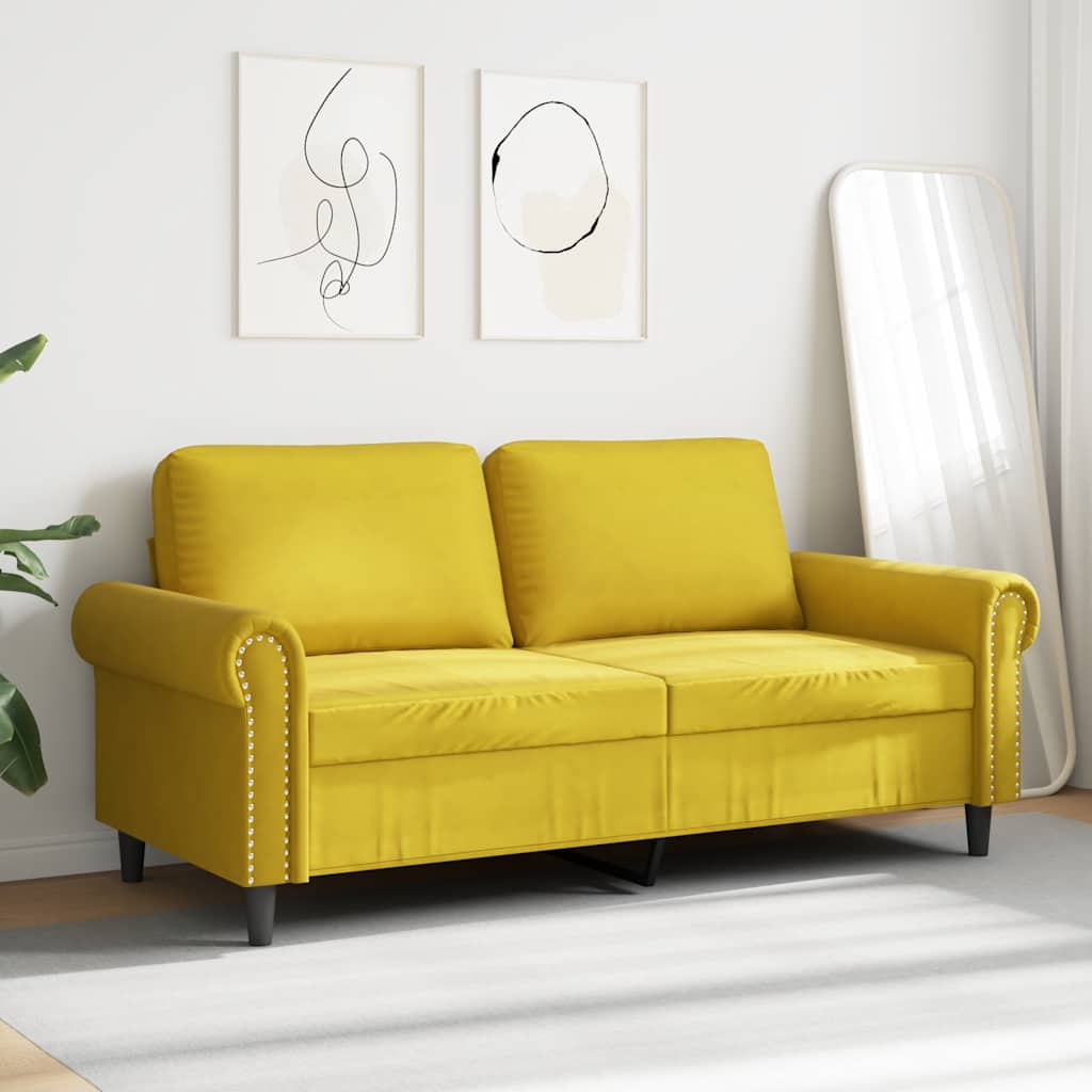 Canapé à 2 places Jaune 140 cm Velours - XIOS